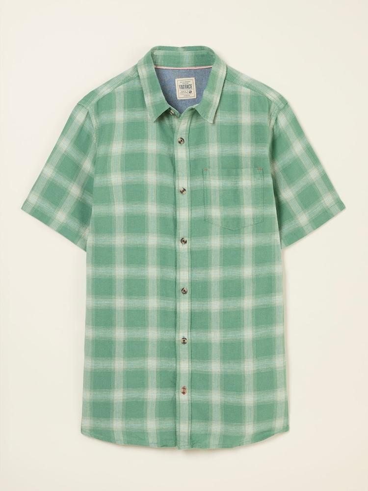 fat face Green Short Sleeve Basel Check Shirt