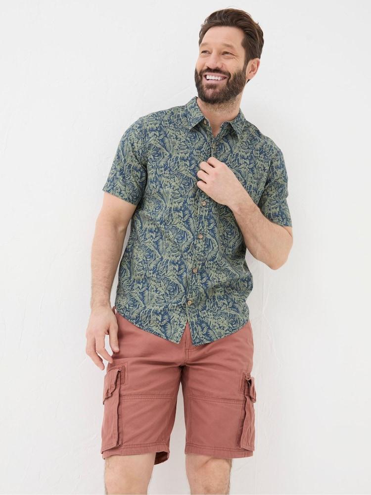 Fat Face Green Short Sleeve Jungle Print Shirt