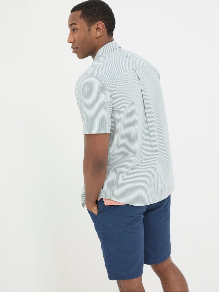 Fat Face Green Short Sleeve Markham Stripe Shirt