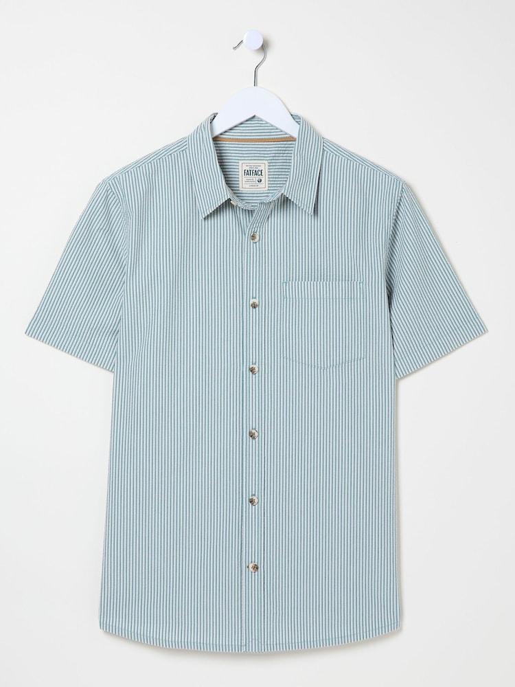 fat face Green Short Sleeve Markham Stripe Shirt
