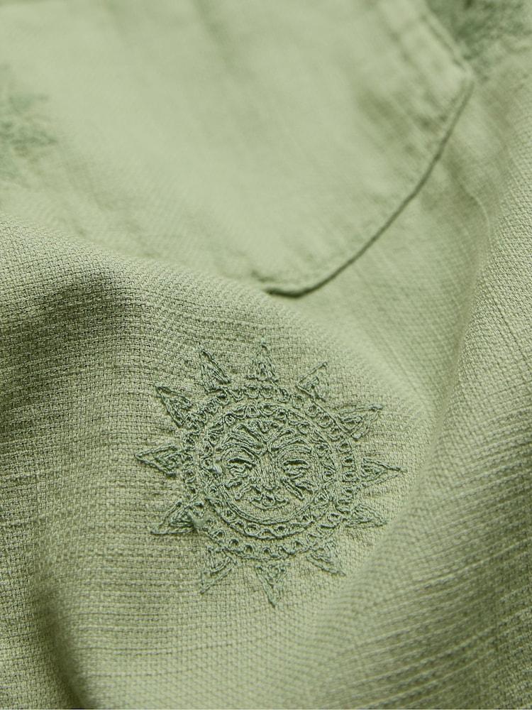 fat face Green Short Sleeve Sun Embroidered Shirt