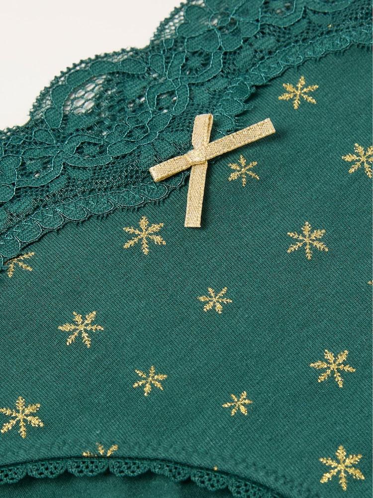 fat face Green Snowflake Classic Knickers