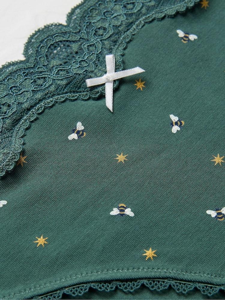 fat face Green Sparkle Bee Mini Knickers