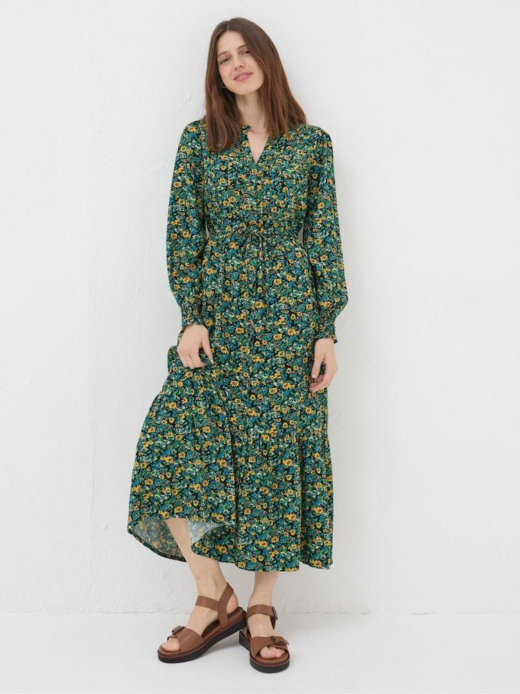 Fat Face Green Spring Floral Maxi Dress
