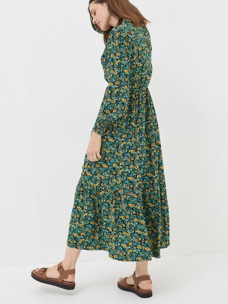 Fat Face Green Spring Floral Maxi Dress
