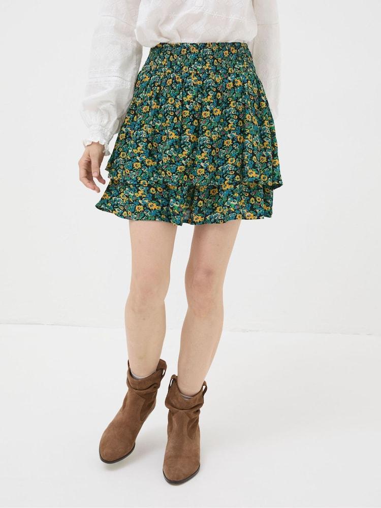 Fat Face Green Spring Floral Skirt