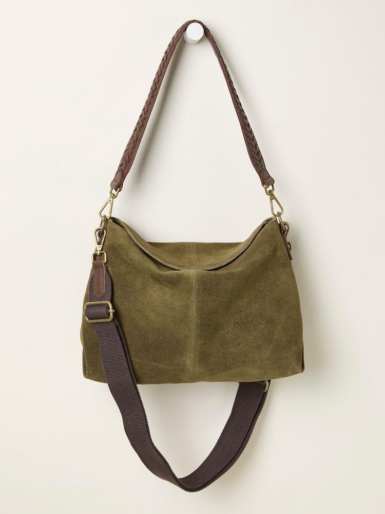 Fat Face Green Suede Envelope Bag