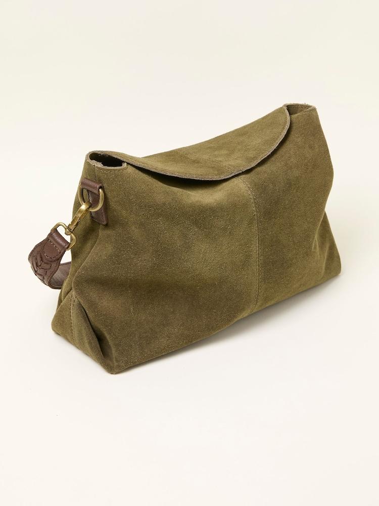 Fat Face Green Suede Envelope Bag