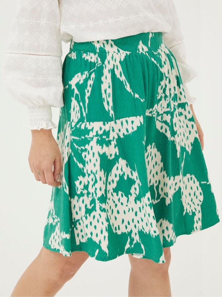 Fat Face Green Textured Leaves Skirt