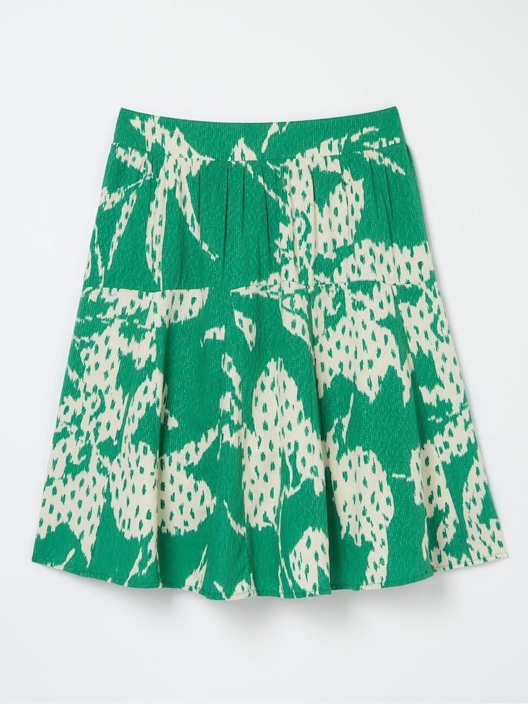 fat face Green Textured Leaves Skirt