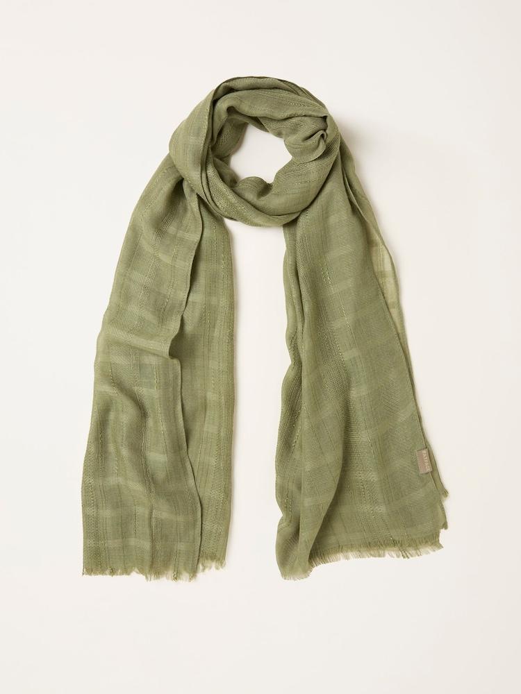 Fat Face Green Textured Lightweight Scarf