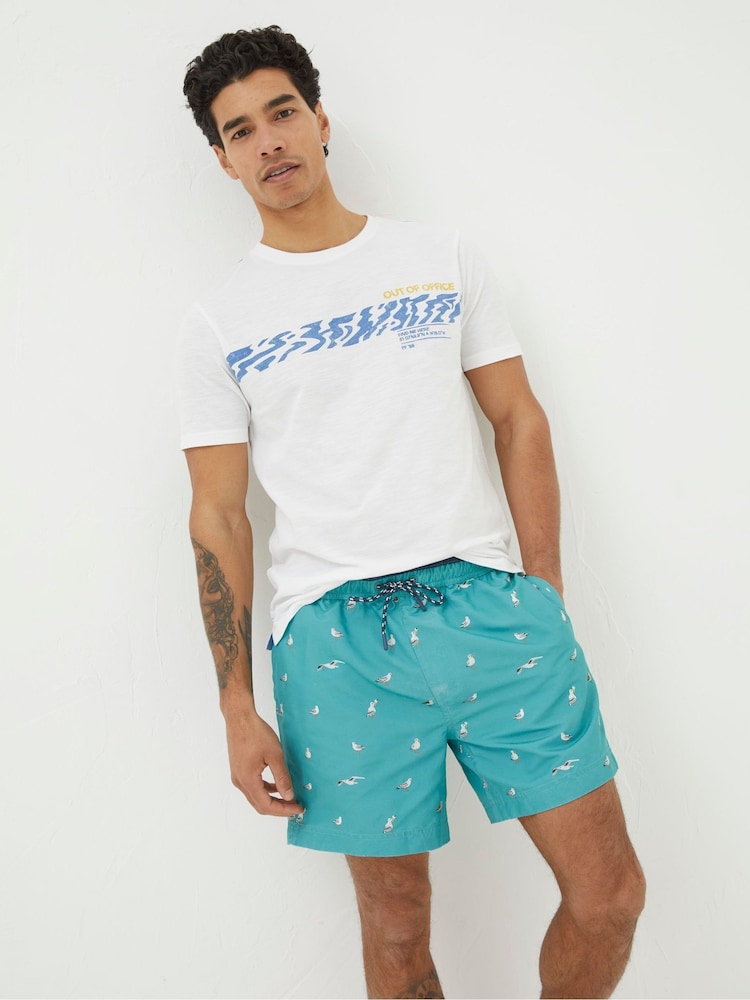 Fat Face Green Trevose Colour Block Swim Shorts