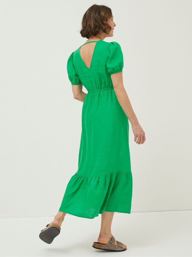 Fat Face Green Vivvie Linen Midi Dress