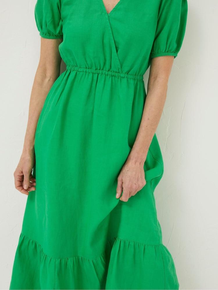 fat face Green Vivvie Linen Midi Dress