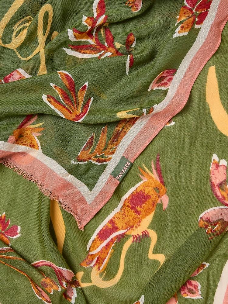 Fat Face Green Wilding Printed Lightweight Scarf