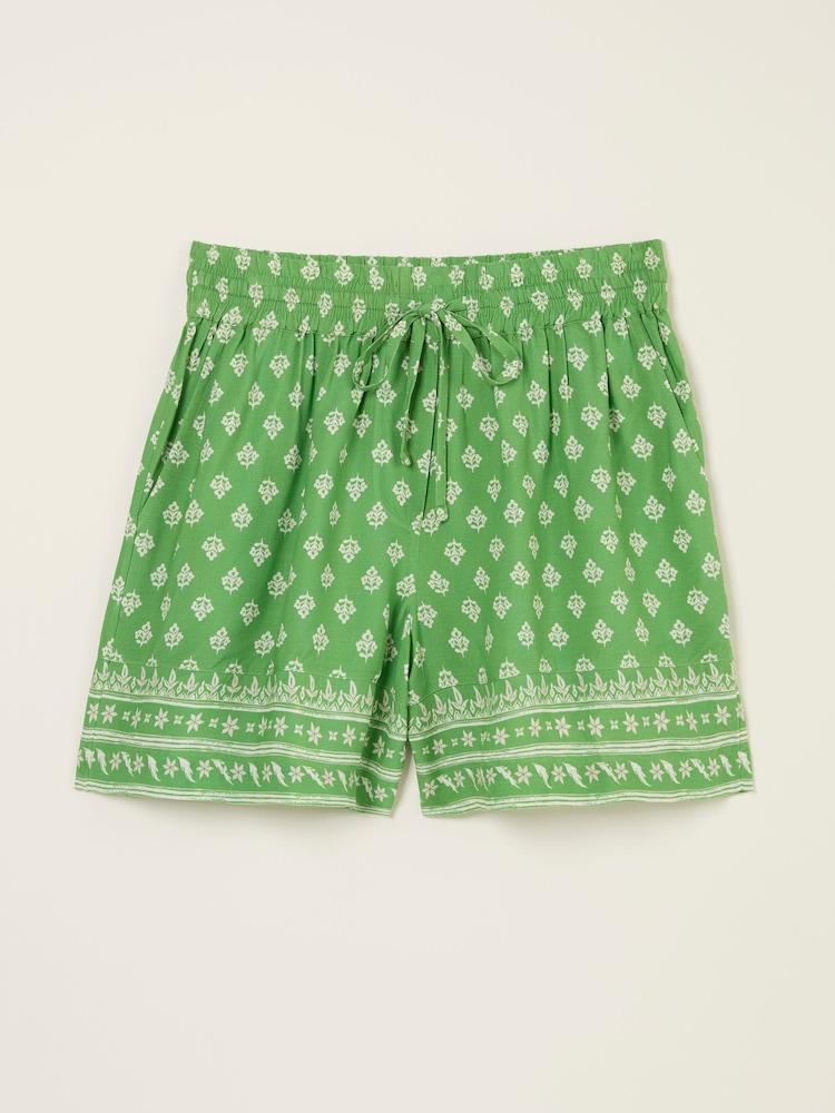 fat face Green Woodblock Flippy Shorts