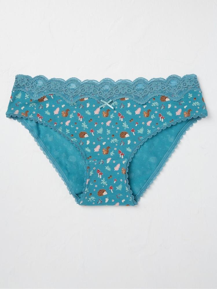 Fat Face Green Woodland Hedgehog Mini Knickers