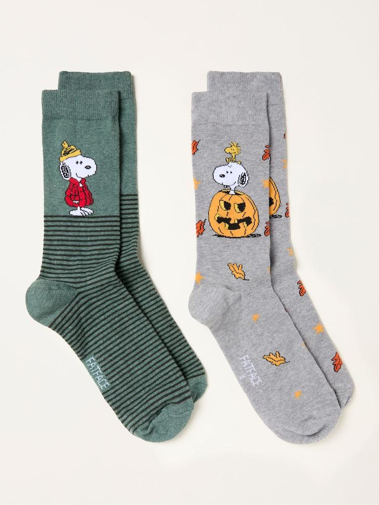 fat face Grey 2 Pairs of Snoopy Socks
