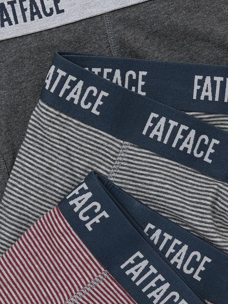 Fat Face Grey 3 Pack Of Fine Stripe Boxers