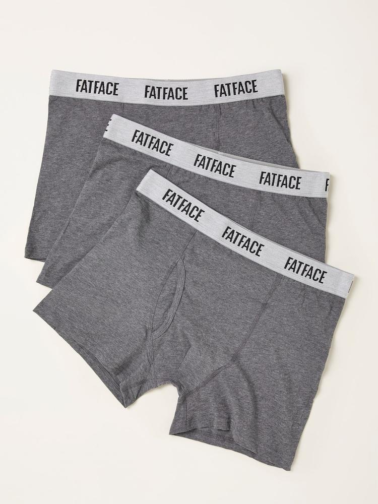 Fat Face Grey 3 Pairs Of Plain Boxers