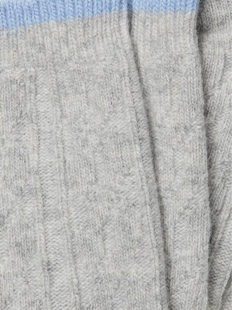 Fat Face Grey Cable Cashmere Blend Socks