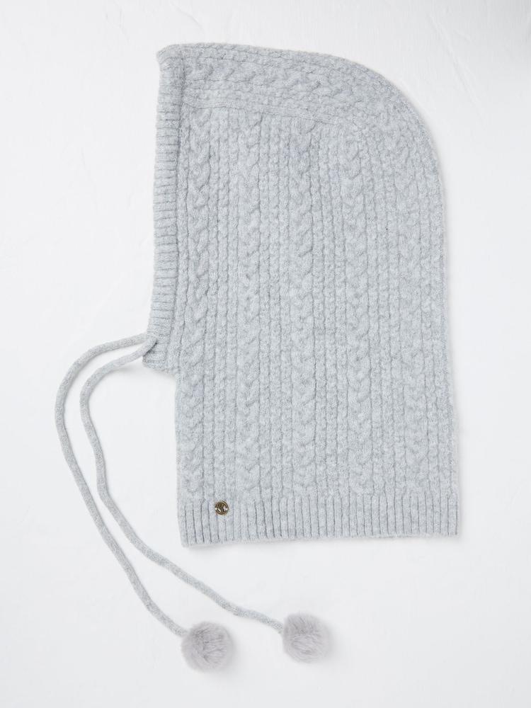 Fat Face Grey Cable Knit Hood Hat