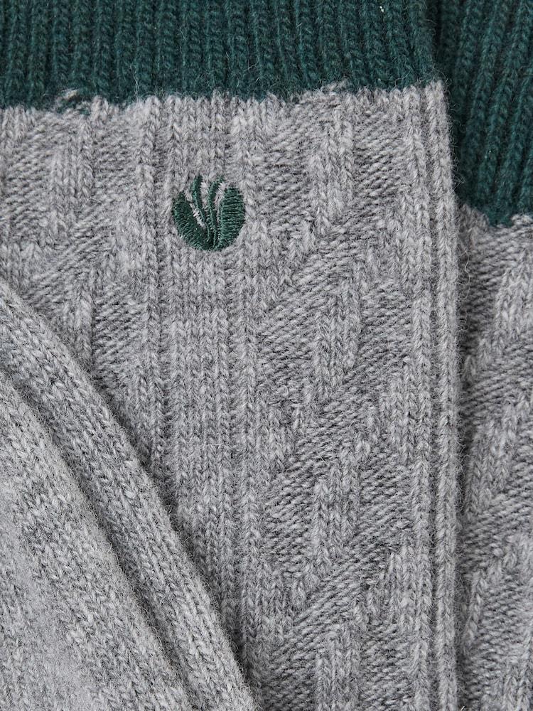 fat face Grey Cable Wool Blend Socks