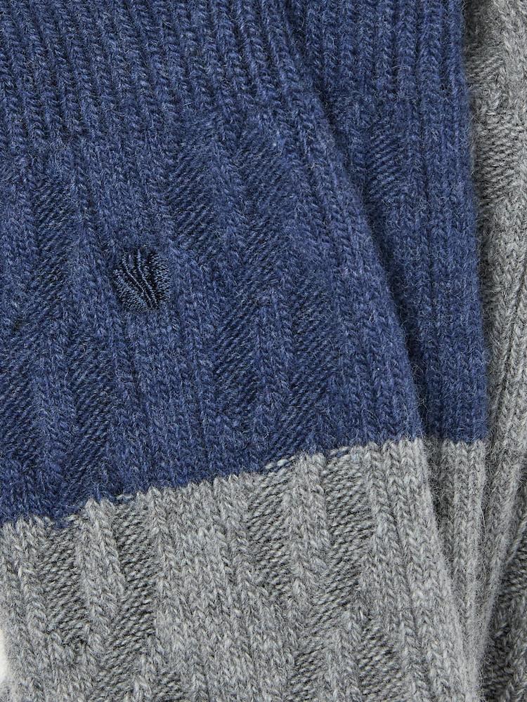 Fat Face Grey Cashmere Blend Cable Socks