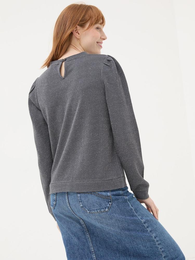 Fat Face Grey Charcoal Sparkle Crew Sweater