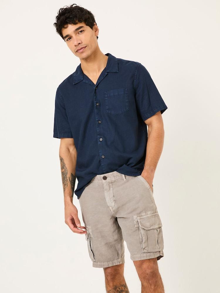 Fat Face Grey Cotton Linen Cargo Shorts