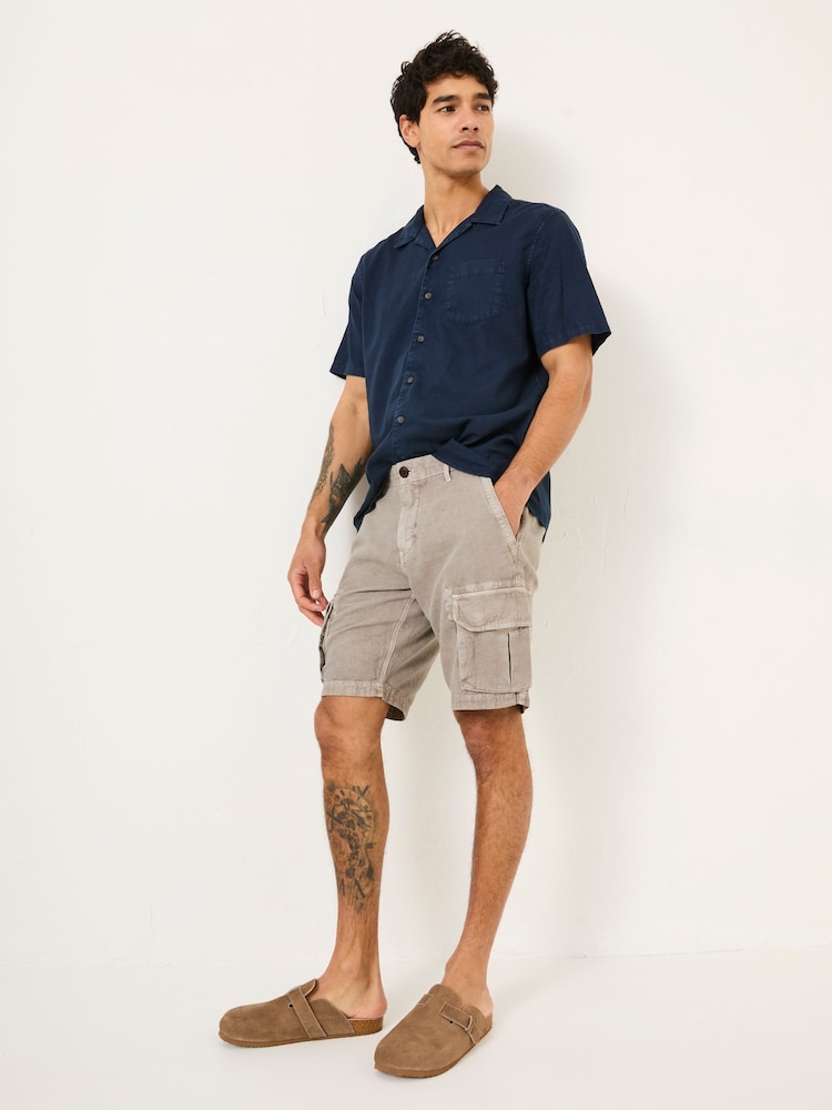 Fat Face Grey Cotton Linen Cargo Shorts