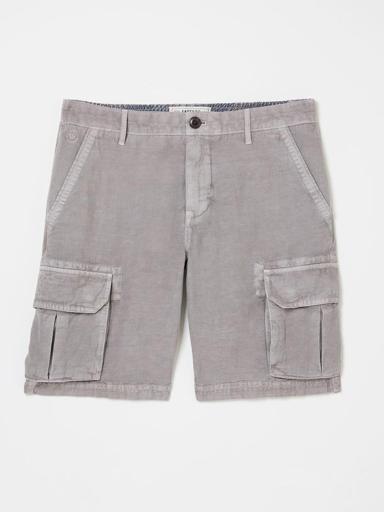 fat face Grey Cotton Linen Cargo Shorts
