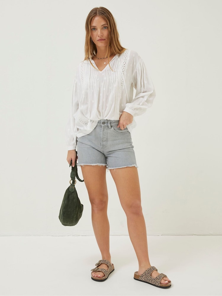 Fat Face Grey Courtney Cut Off Denim Shorts