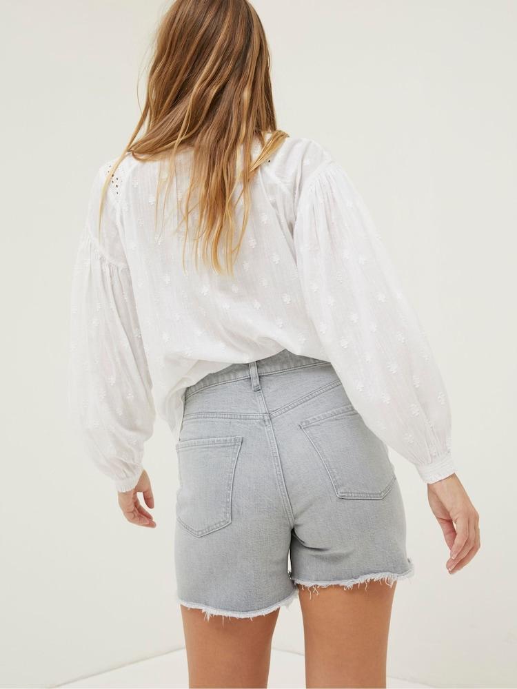 Fat Face Grey Courtney Cut Off Denim Shorts
