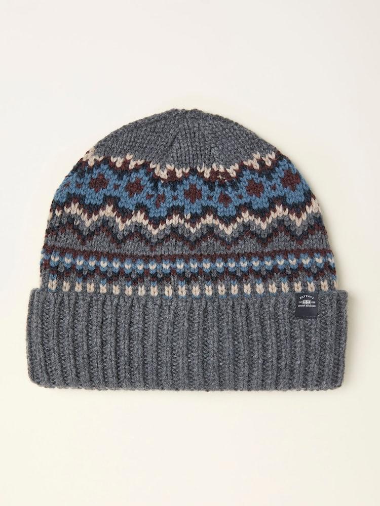 Fat Face Grey Fairisle Beanie