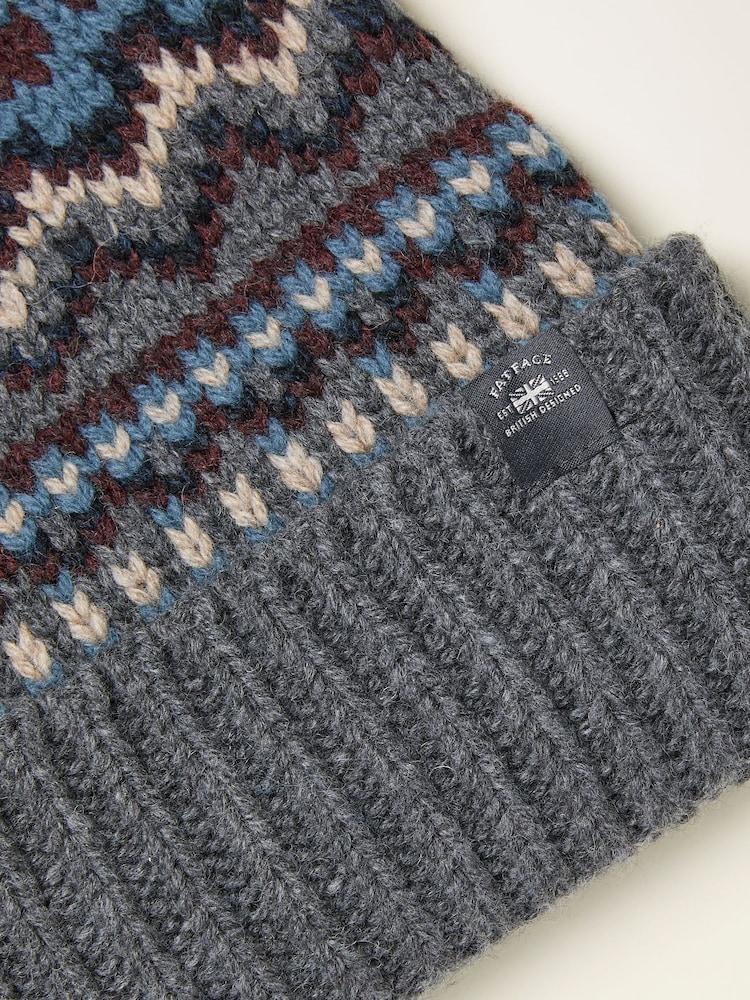 Fat Face Grey Fairisle Beanie