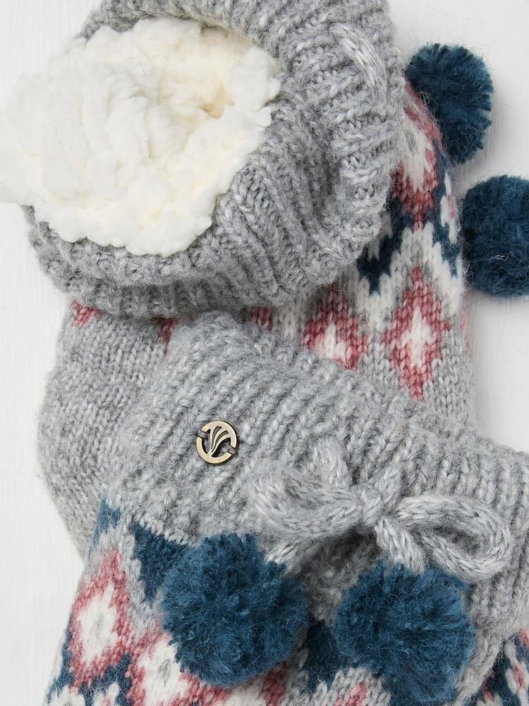 fat face Grey Fairisle Pattern Bedsocks