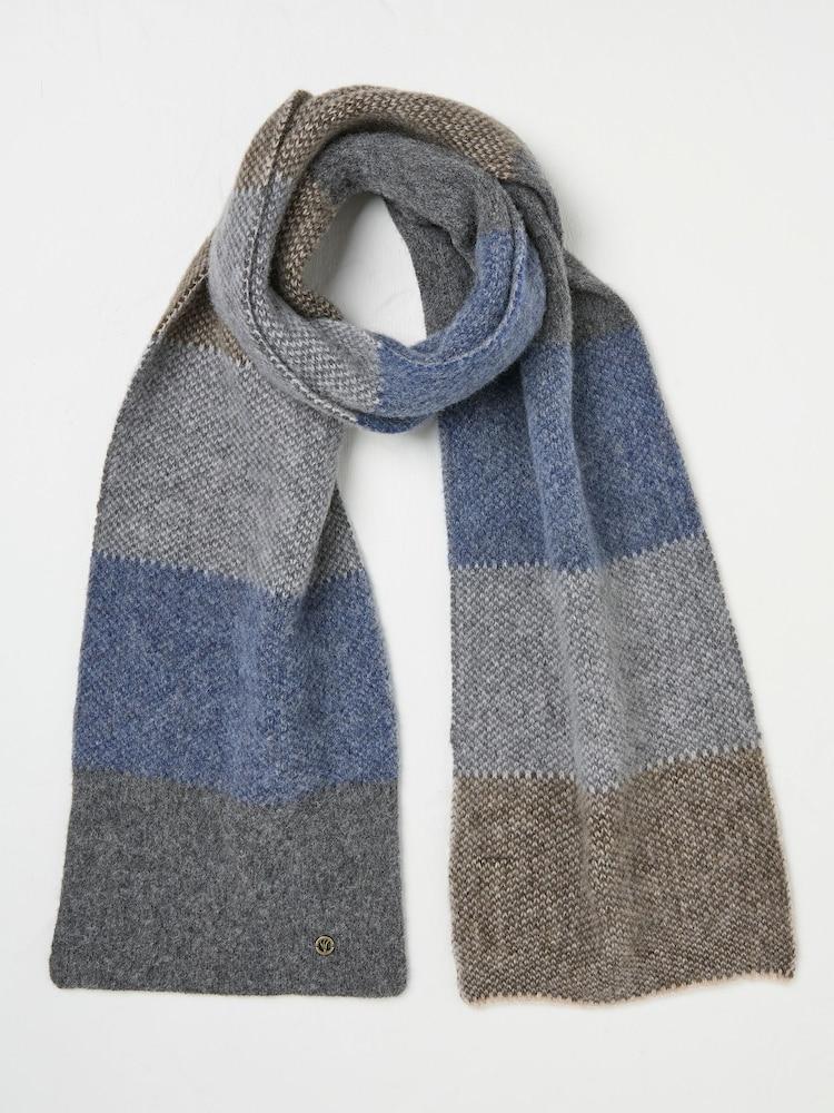 fat face Grey Lambswool Colourblock Scarf