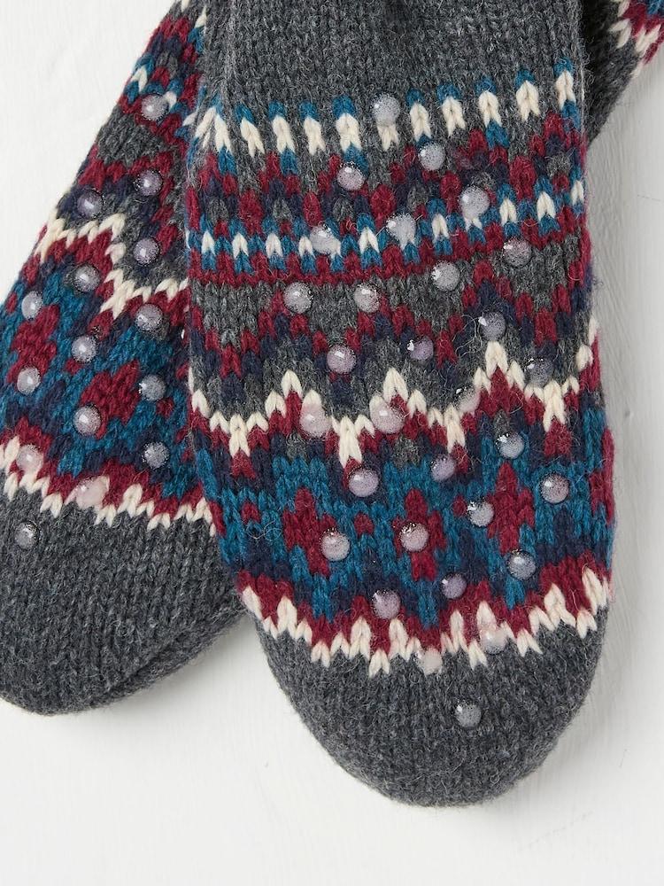 fat face Grey Mens Fair Isle Pattern Bedsocks