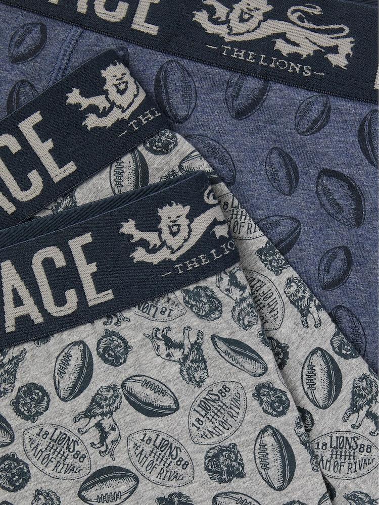 Fat Face Grey & Navy Blue Lion's Tour Boxers 2 Pack