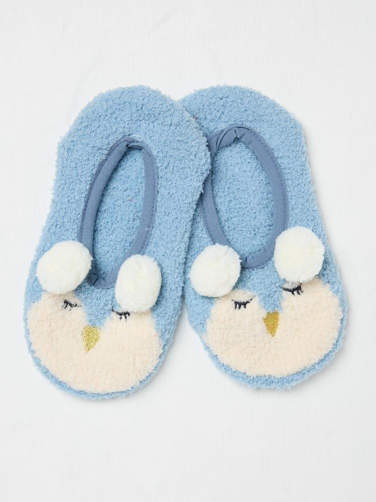 Fat Face Grey Penguin Slippers Socks