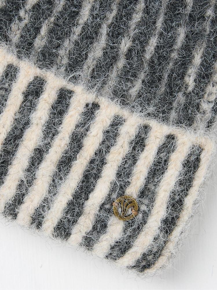 fat face Grey Plaited Rib Beanie