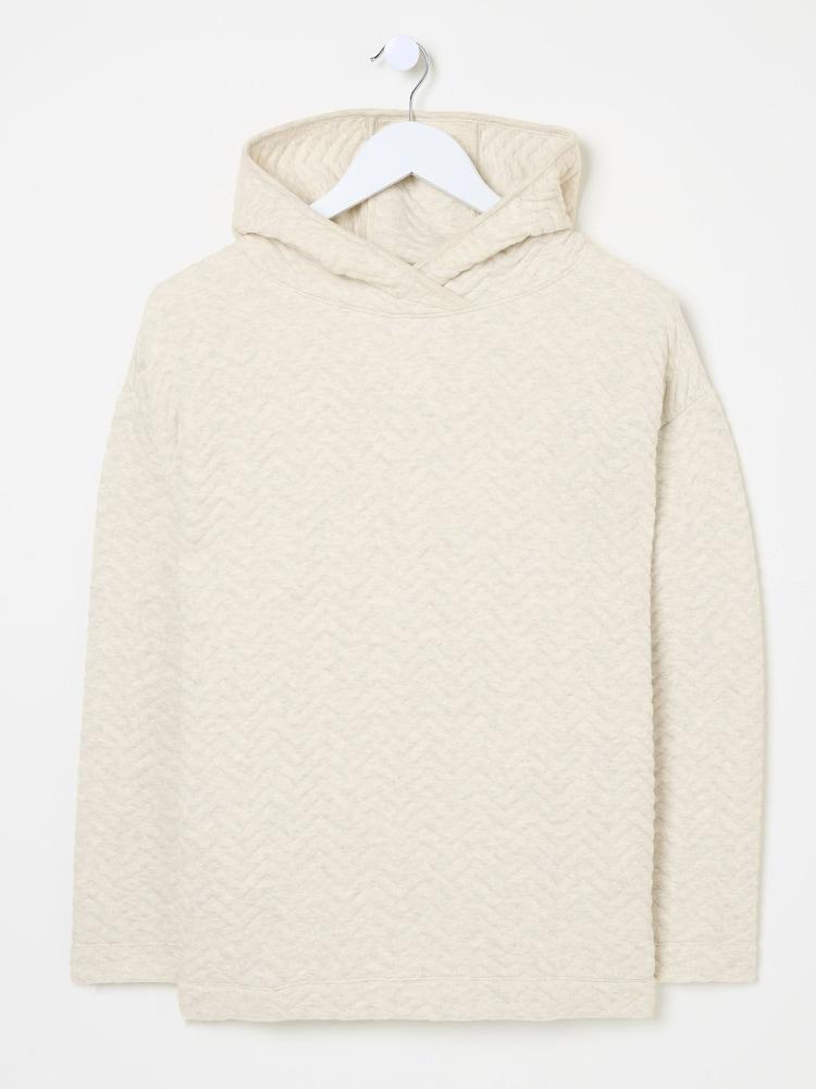 fat face Grey Quilted Overhead 100% Cotton Hoodie