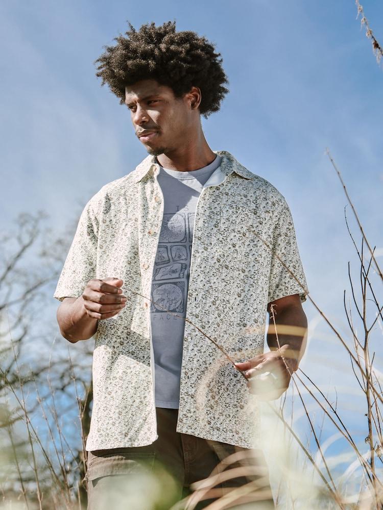 Fat Face Grey Short Sleeve Beeble Geo Print Shirt