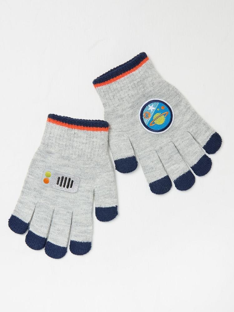 Fat Face Grey Space Badge Gloves
