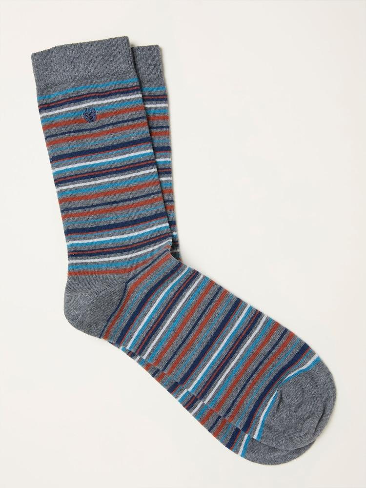 Fat Face Grey Striped Socks