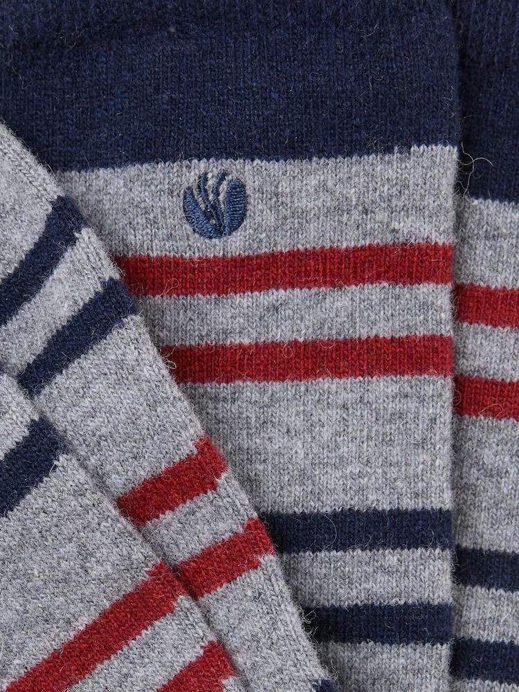 Fat Face Grey Striped Wool Blend Socks