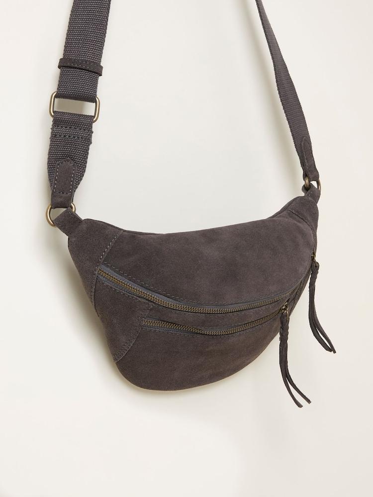 fat face Grey Suede Sling Bag
