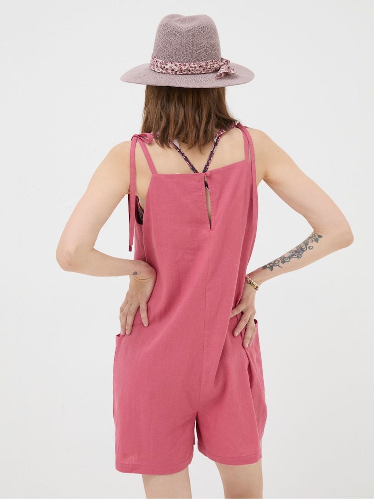 Fat Face Hallie Pink Linen Blend Playsuit