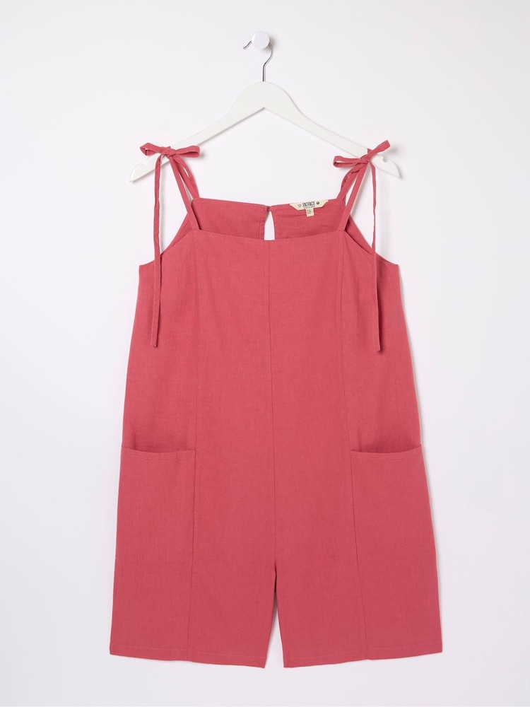 fat face Hallie Pink Linen Blend Playsuit